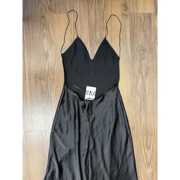 Zara 50th Anniversary Black Satin Maxi Dress Gown Low Back Luxury Formal Runway - Image 4