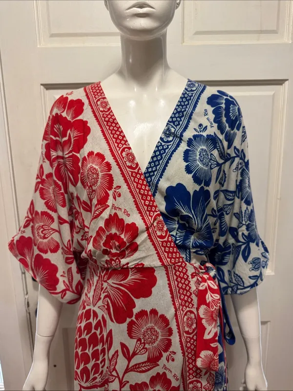 Farm Rio 100% Rayon Mixed Pineapple Garden Wrap Dress Size small - Image 8