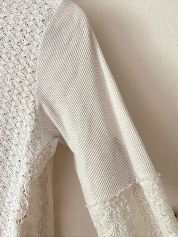 Aratta Silent Journey Shawl Thermal Lace Crochet Open Waterfall Cardigan Small - Image 7