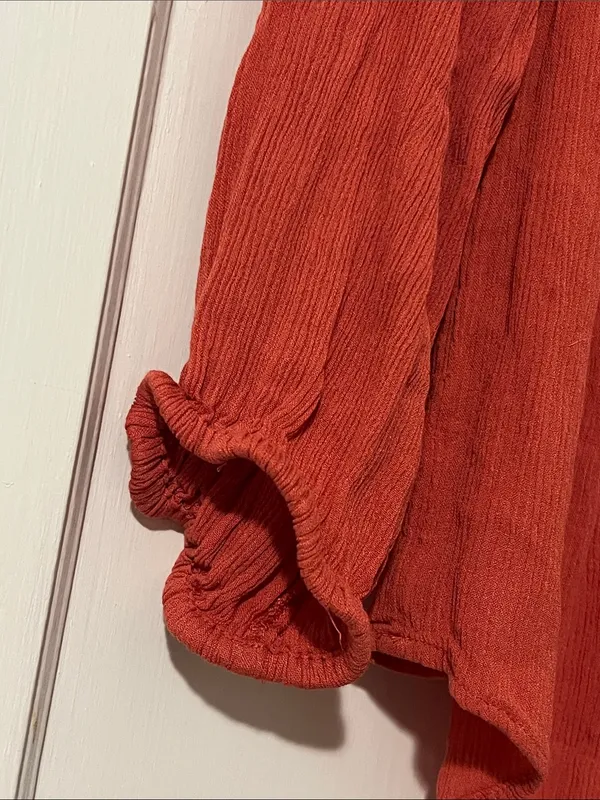 Style & Co. Rust Red Lace-Up Peasant Blouse - Image 2