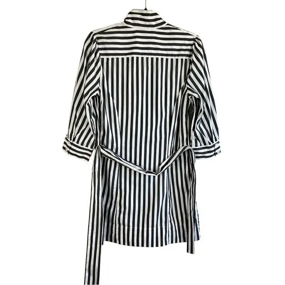 Antilia‎ Femme Striped Ruffle Front Shirtdress Black White Small - Image 3