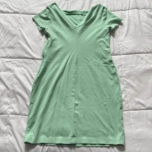 Banana Republic Womens Size 6‎ Dress Short Sleeve Green Stretch Knit Square Neck - Image 6