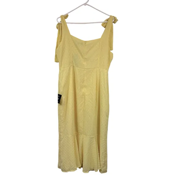 Lulus Women’s Bimini Light Yellow Swiss Dot Tie-Strap Midi Dress Size XL NWT - Image 6