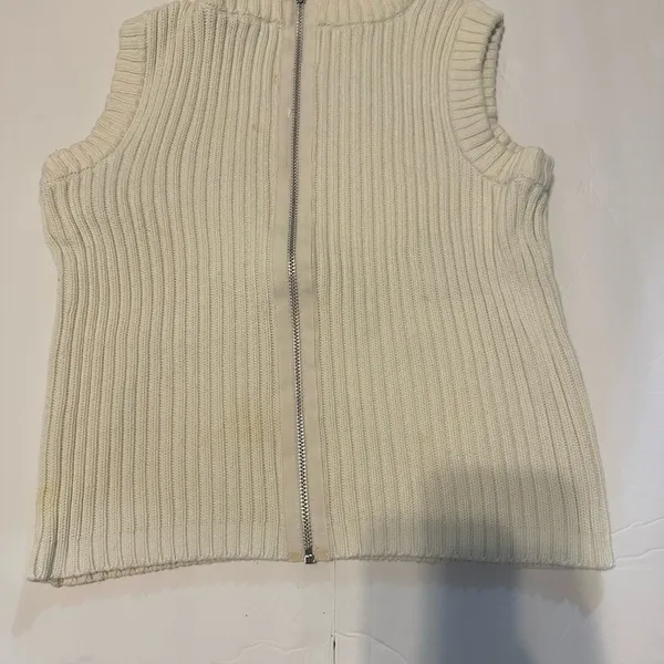GAP White Cream Sleeveless Sweater Vest Cable Knit Fall ‘99 Vintage 100 cotton - Image 4
