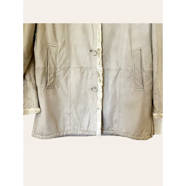 Vintage Beige Faux Suede Coat Size L - Image 3