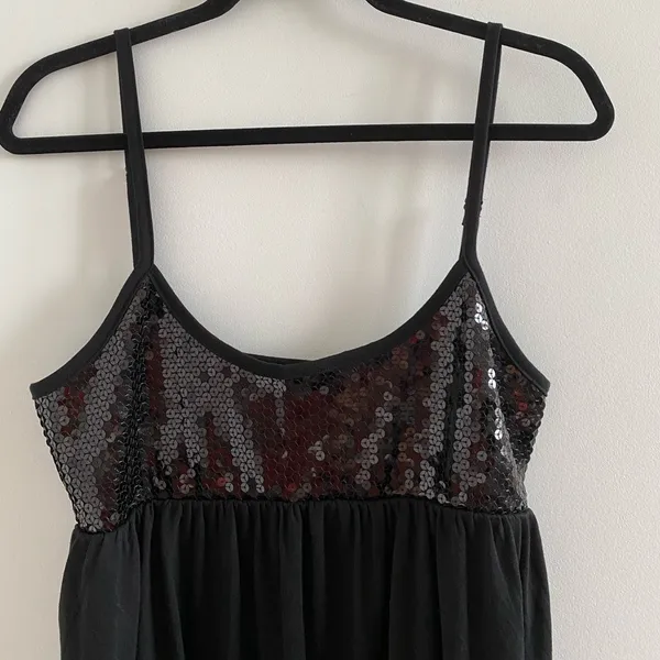 Love Rocks Black Sequin Tank Top Size Large New Without Tag Y2K Party Concert - Image 2