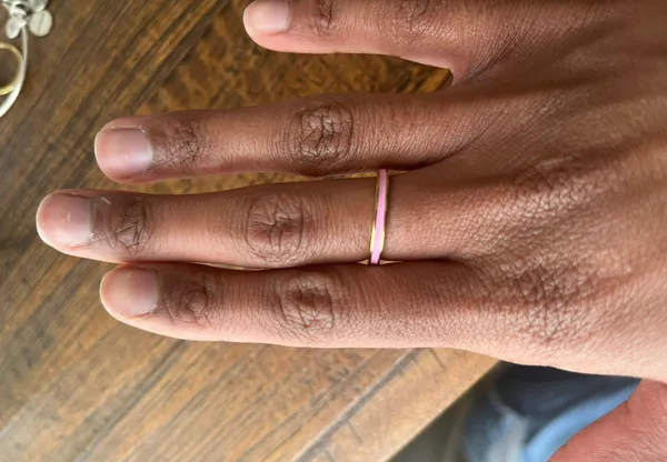 Rose Pink Enamel Band Ring - Image 6