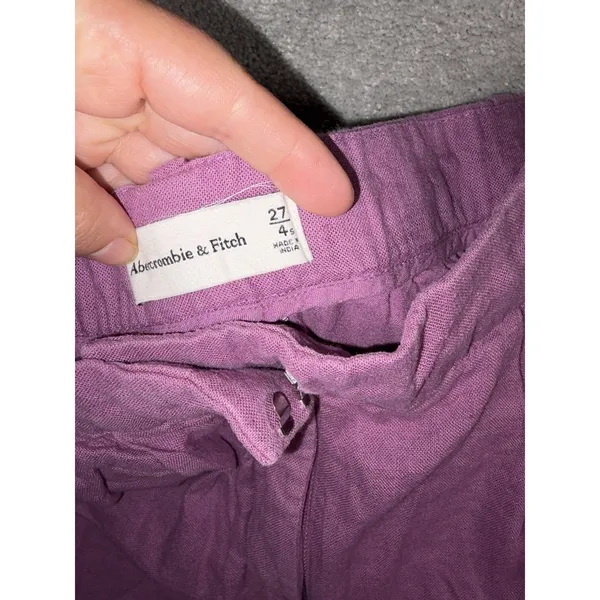 Abercrombie & Fitch Sloane Tailored‎ Wide Leg Pants Chinos Linen Blend 27/4s - Image 2