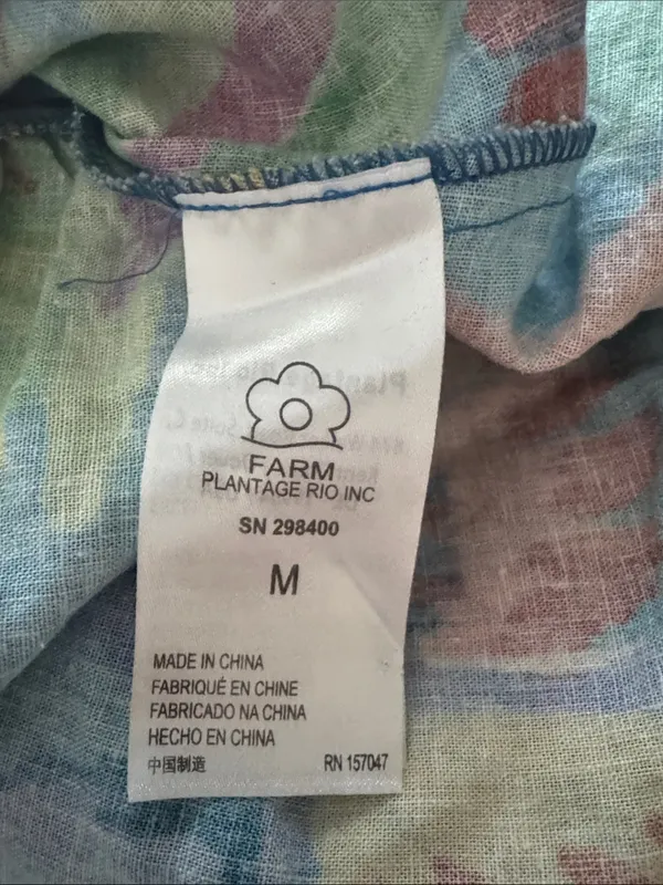 FARM RIO Blue Sunny Day One Shoulder Tropical Print Maxi Dress Sz:Medium - Image 12