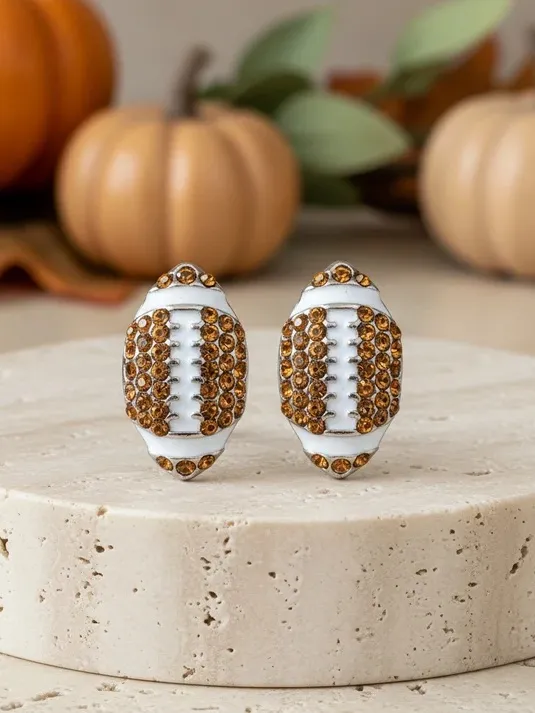 Pave Football Stud Earrings Gold - Image 5