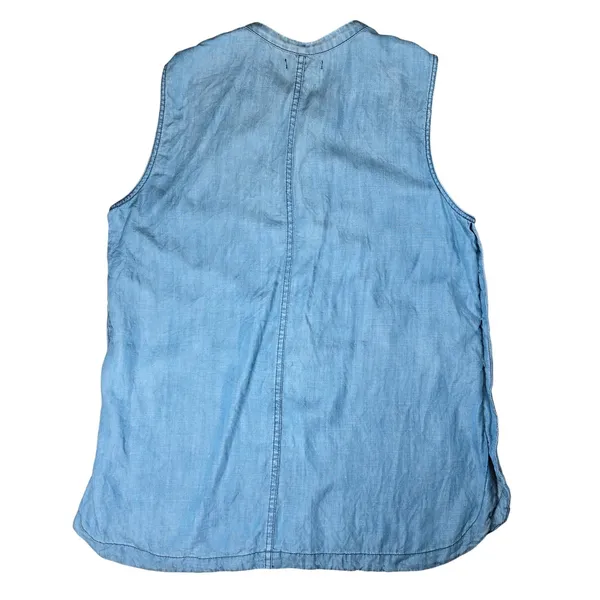 J.Crew‎ Womens Blue Lyocell Chambray Sleeveless Henley Shell Top B8766 Size 6 - Image 2