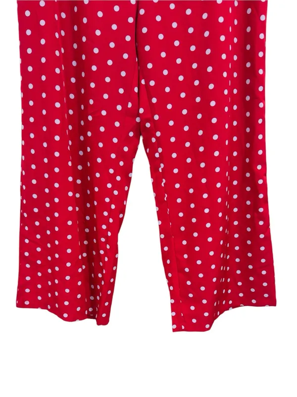 SHEIN Red White Polka Dot Wide Leg Palazzo Pants | Smocked Waist | Size M - Image 5