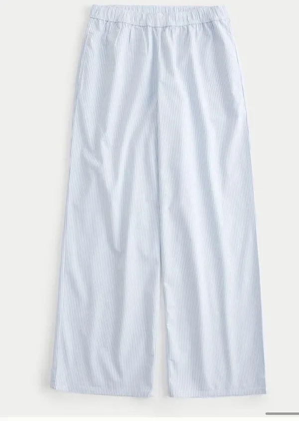 Hollister poplin wide leg sleep blue and white pj pants size small. NWOT! - Image 5