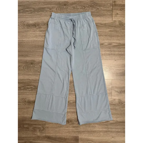 Rae Mode Women Cotton Blend Pants Siz L Light Blue Wide Leg Lounge Elastic Waist - Image 2