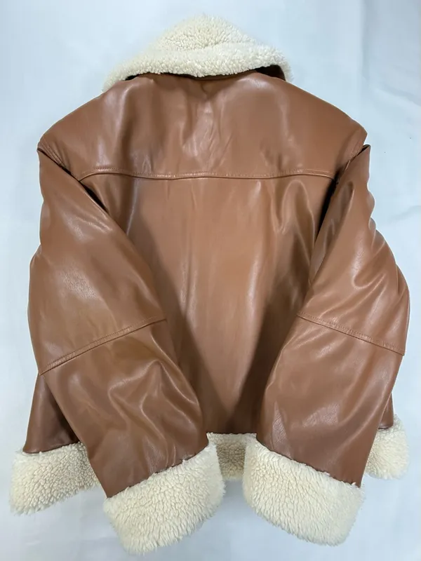 GAP Brown Bomber Jacket with Cream Sherpa Trim - Image 11