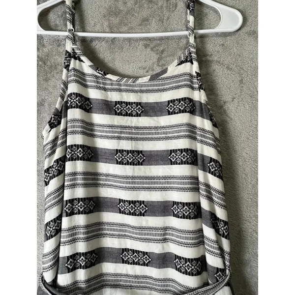 Garnet Hill Cotton Jacquard Woven Maxi Dress Black White Boho Southwest Size 8‎ - Image 5