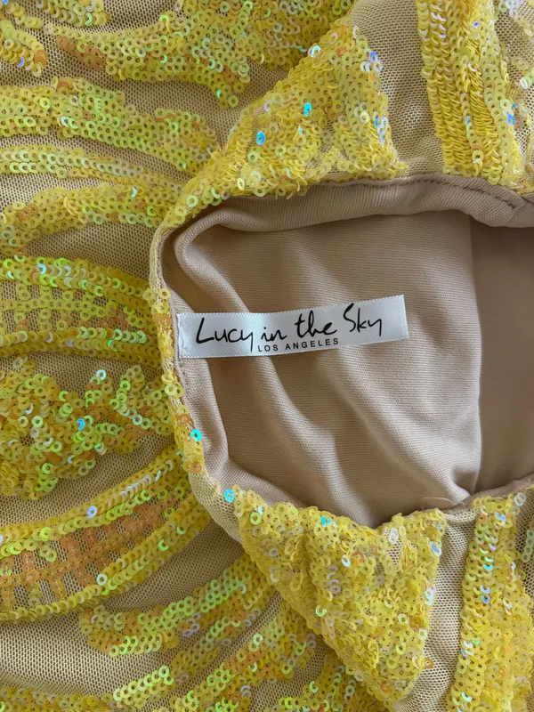 Lucy in the Sky Yellow Sequin Dress Backless - Image 5