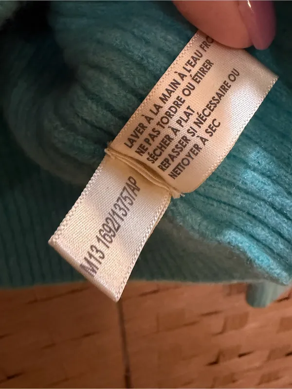 White + Warren Cashmere Turtleneck Sweater Size S Turquoise Ribbed Luxury Knit - Image 7