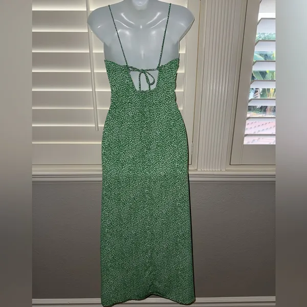 Zara Printed Corsetry-Inspired Dress Green White Leopard Cheetah Size XS - Image 6