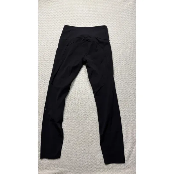 Lululemon Fast and Free High-Rise Tight 25 Black Nulux Leggings W5BXQS Size 6 - Image 2