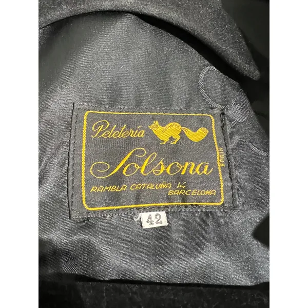 Peletaria Solsona Spain‎ Black Oversized Leather Jacket Western Style Size 42 - Image 4