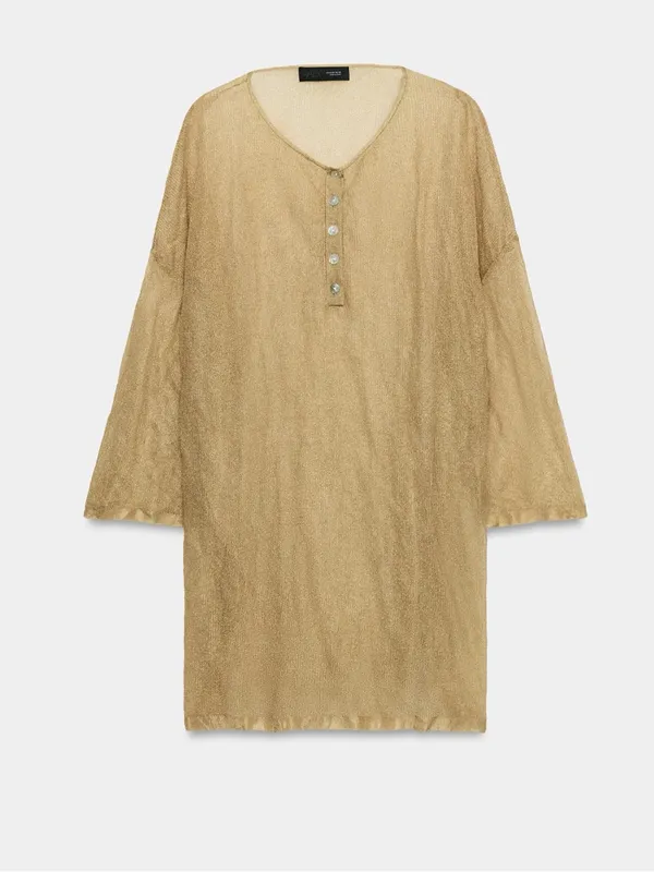 Zara NWT Metallic Gold oversized Tunic Top cover up - Image 6