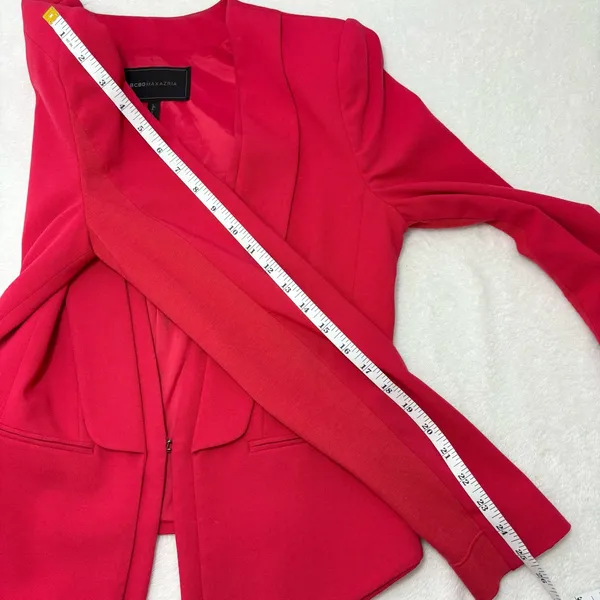 BCBGMaxAzria Bright Red Suit Jacket Sexy Tapered Crop Feminine‎ Size S - Image 9