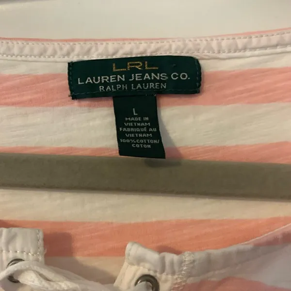 Lauren Ralph Lauren Nautical Striped Top Ties at Neckline Size L NWOT - Image 2