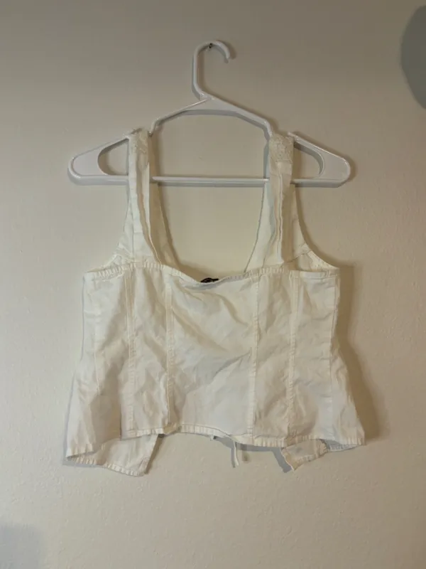 Princess Polly Top Crop White tie - Image 5
