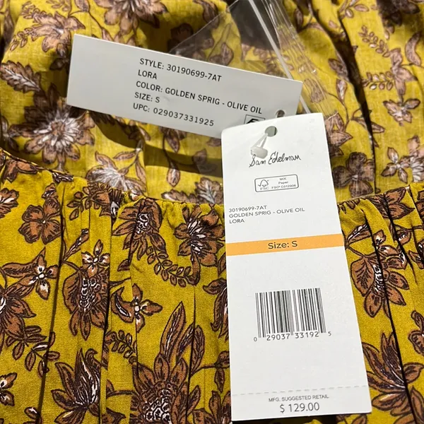 NWT SAM EDELMAN LORA MINI DRESS IN GOLDEN SPRIG -OLIVE OIL Small - Image 8