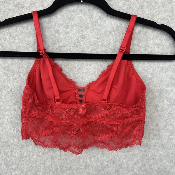Auden Red Lace Lightly Lined Longline Bralette Size XS Wireless V-Neck - Image 6