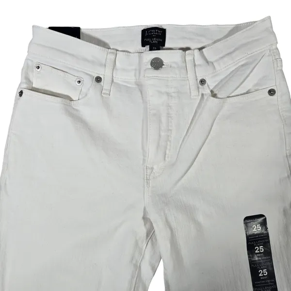 J Crew‎ Full Length Flare Jeans White Signature Stretch Size 25 - Image 5
