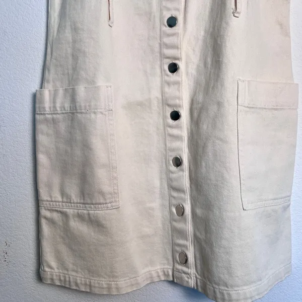 H and M White Cream‎ Denim 100% Cotton Mini Dress Romper size 6 - Image 5
