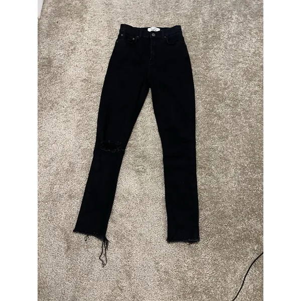 REFORMATION Jeans Faded Black Destroyed Skinny Jeans High Rise Size 25 - Image 3