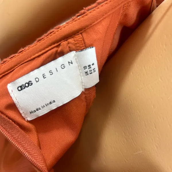ASOS Orange Maxi Dress with Ruched Skirt Size 6 - Image 15
