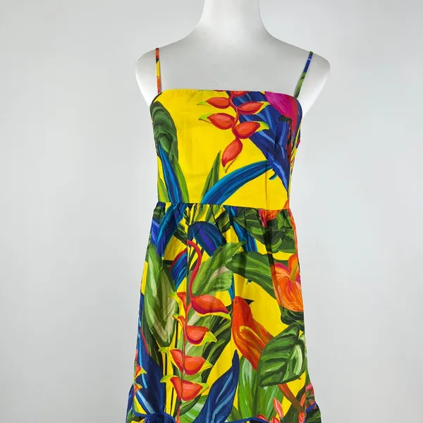 NWOT Farm Rio Cotton Bright Nature Maxi Sundress Multicolor Size L - Image 3