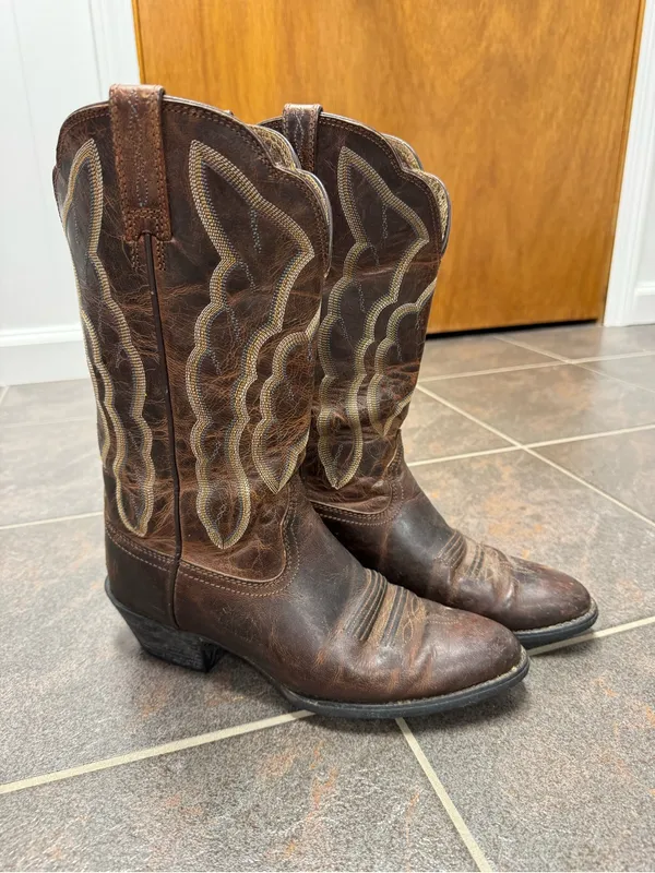 Ariat Heritage Western R Toe Cowboy Cowgirl Embroidered Boots Brown 6.5 10010266 - Image 12