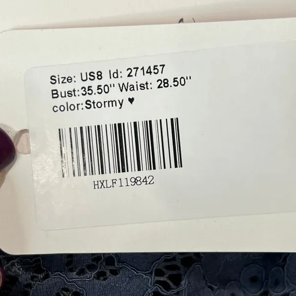 JJs House Evening Dress 8 Stormy Blue 3D Floral Cascading Ruffles Wedding 271457 - Image 14