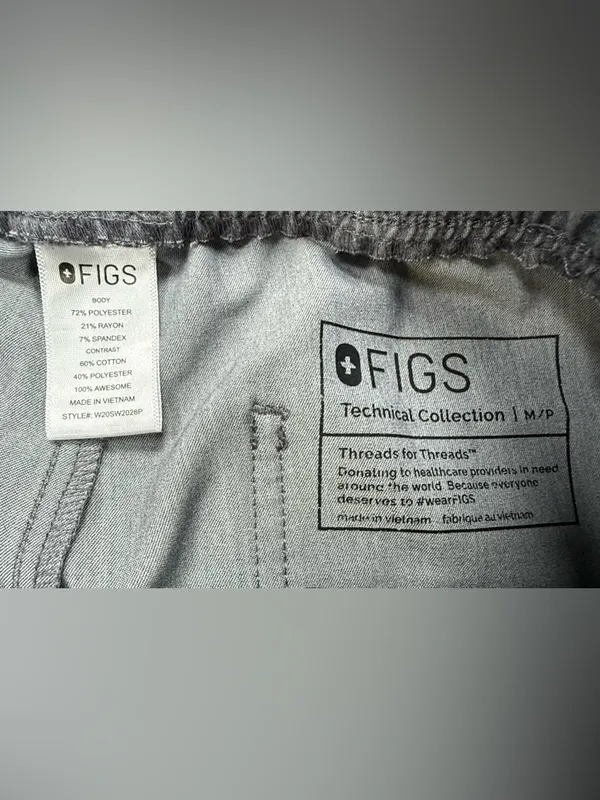 Figs Women's Gray Joggers with Teal Drawstring - Image 4
