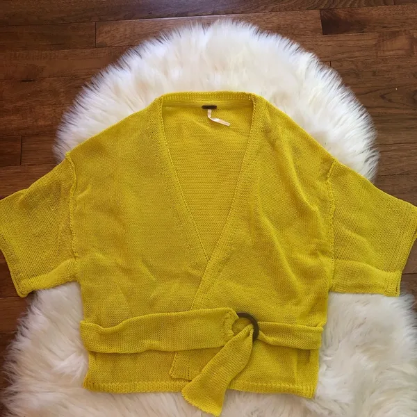 Free People Oh Hello Yellow Cardigan Sweater - Image 4