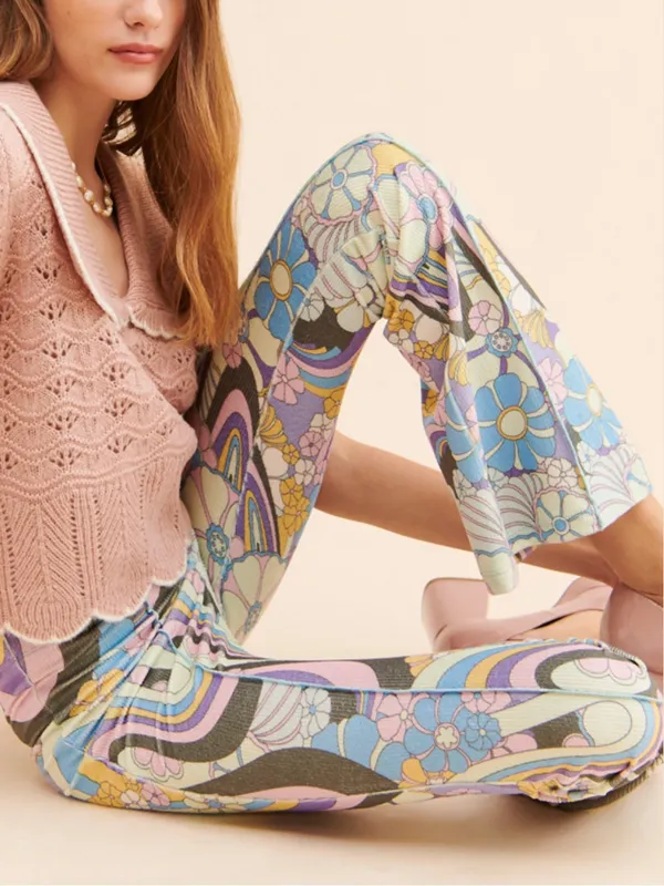Damson Madder Peggy Psychedelic Knit Flare Pants Size 4 - Image 2