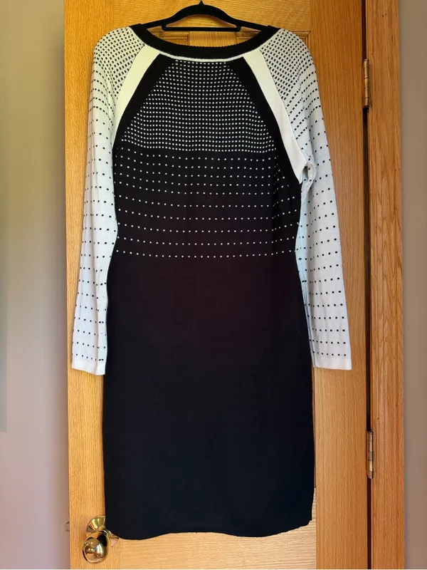 Ivanka Trump Modest Black White Knit Sweater Dress Women’s Size Large Office - Image 5