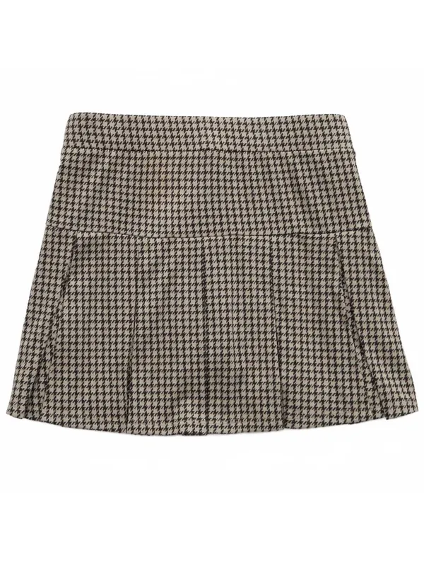 AE It Knit Low-Rise Pleated Plaid Skort American Eagle NWT Grey Large - Image 3
