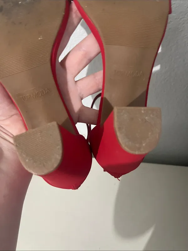 Top Moda Women’s Chunky Heels Red Strappy Size 7.5 - Image 11