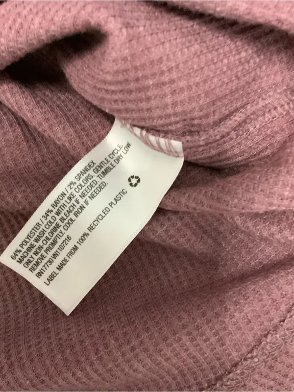 Women's Dusty Rose Cowl Neck Ribbed Pullover Pink Size XS - Image 3