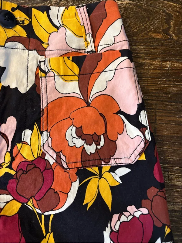 Maeve Anthropologie Colette Wide Leg Pants 25 Multicolor Floral Patch - Image 6
