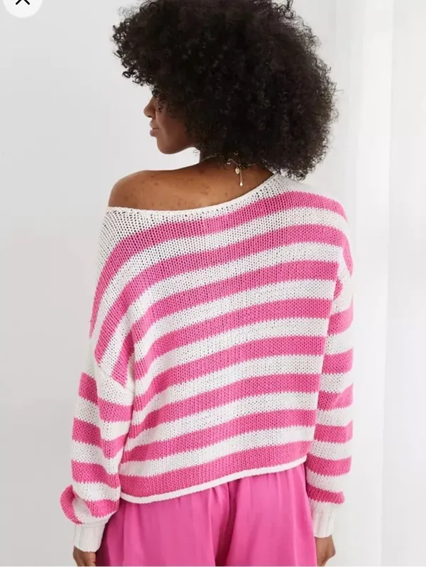 Aerie Coquette Off the Shoulder Striped Sweater - Image 3