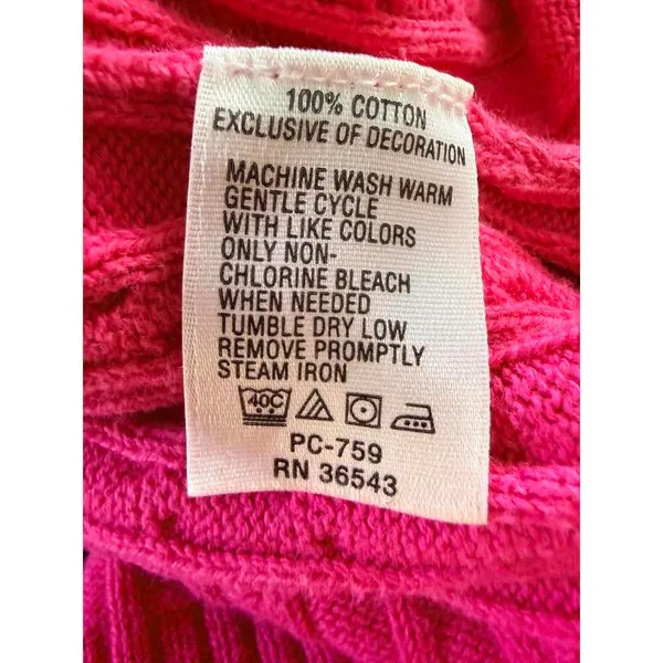 IZOD Pink Cable Knit Turtleneck Sweater Women’s XL 100% Cotton - Image 5