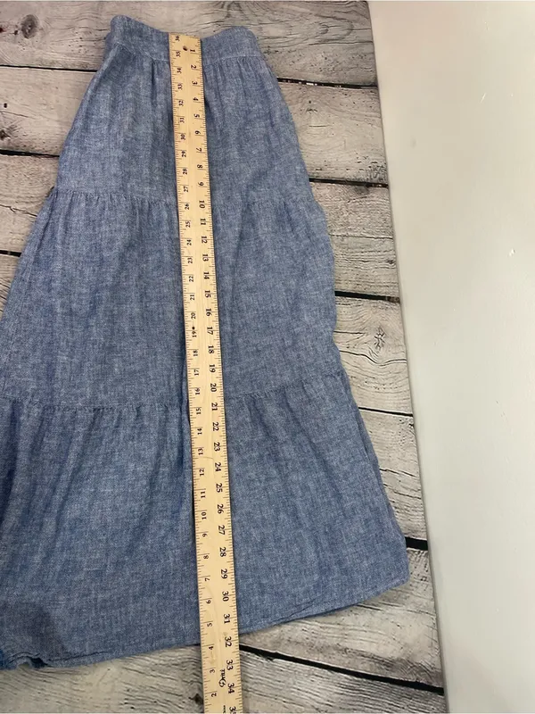Matty M Blue Chambray Tiered A-Line Midi Skirt size XXL - Image 13