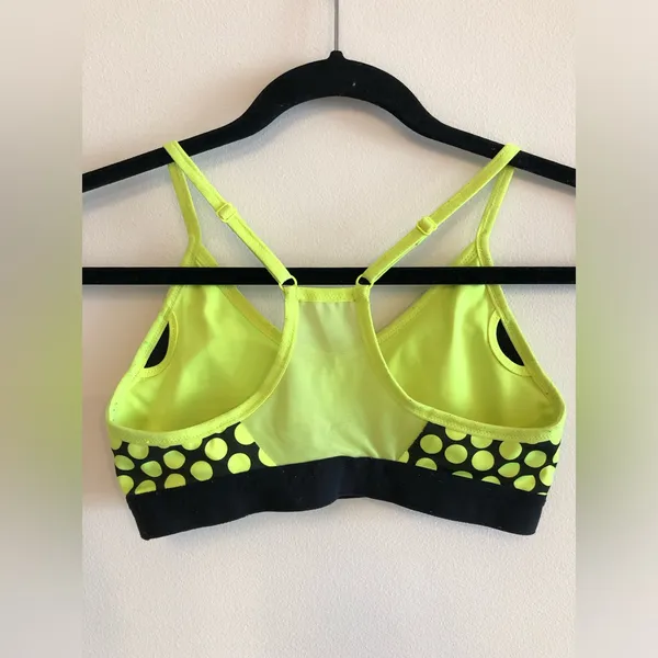Nike Neon Green and Black Indy Polka Dot Padded Sports Bra with Racerback Size S - Image 4